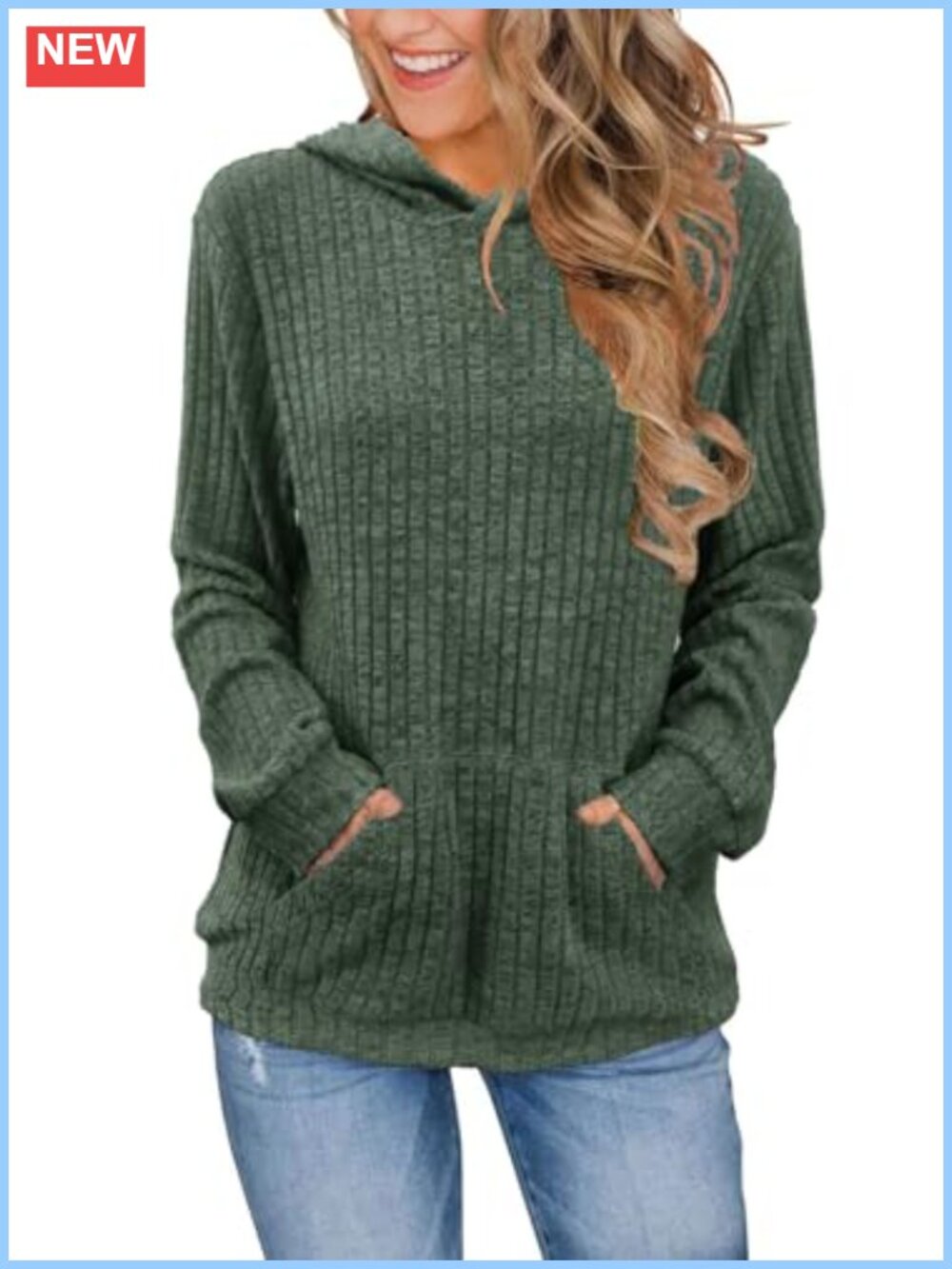 Womens Long Sleeve Hoodie Kangaroo Pocket Pullover Sweatshirt